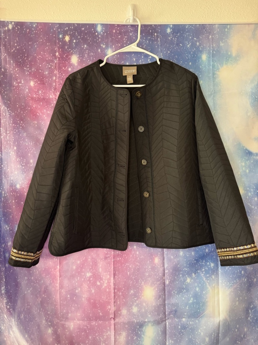 Chicos black quilted jacket
